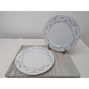 Vintage Valmont Royal Wheat Platinum Trim Set of 2 Dinner Plates 10 1/4"